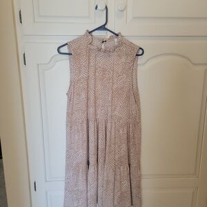 mts Tan and White Patterned Dress